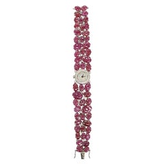 18 Karat Gold Watch with Natural Ruby and Diamonds