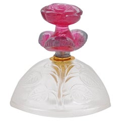 18 Karat Gold Watermelon Bi-Tourmaline Rose Rock Crystal Perfume Bottle 