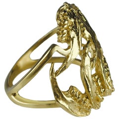 18 Karat Gold Wearable Art Elegant Art Nouveau Jaw Ring