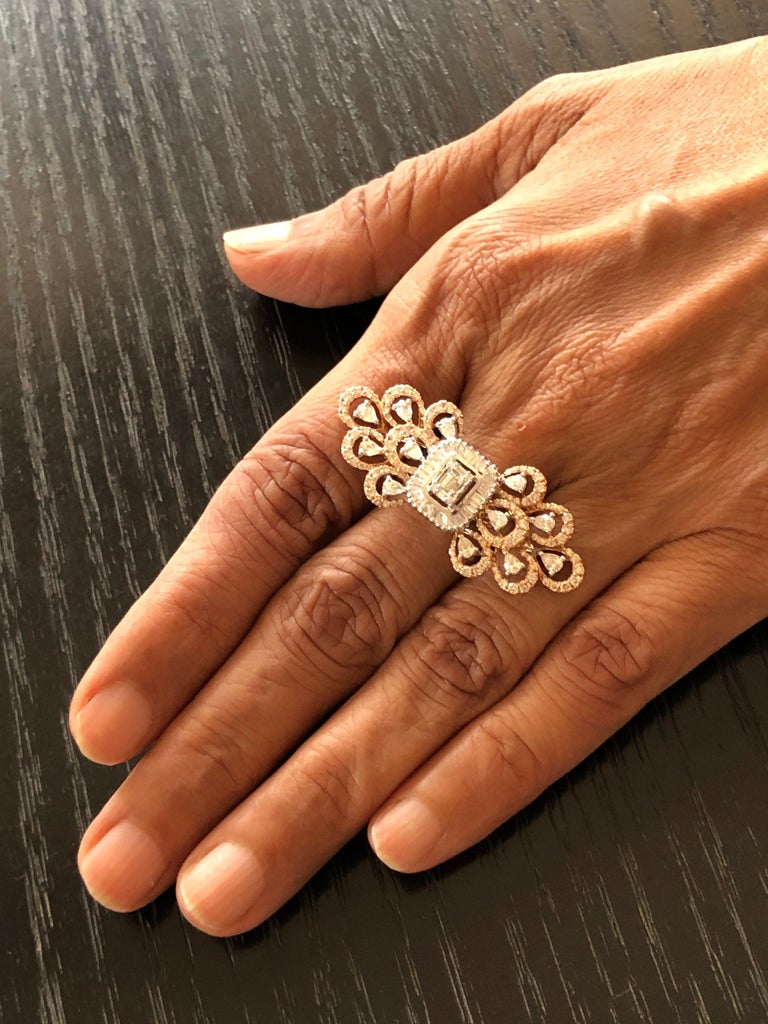 For Sale:  18 Karat Gold White Diamond Cocktail Ring 3