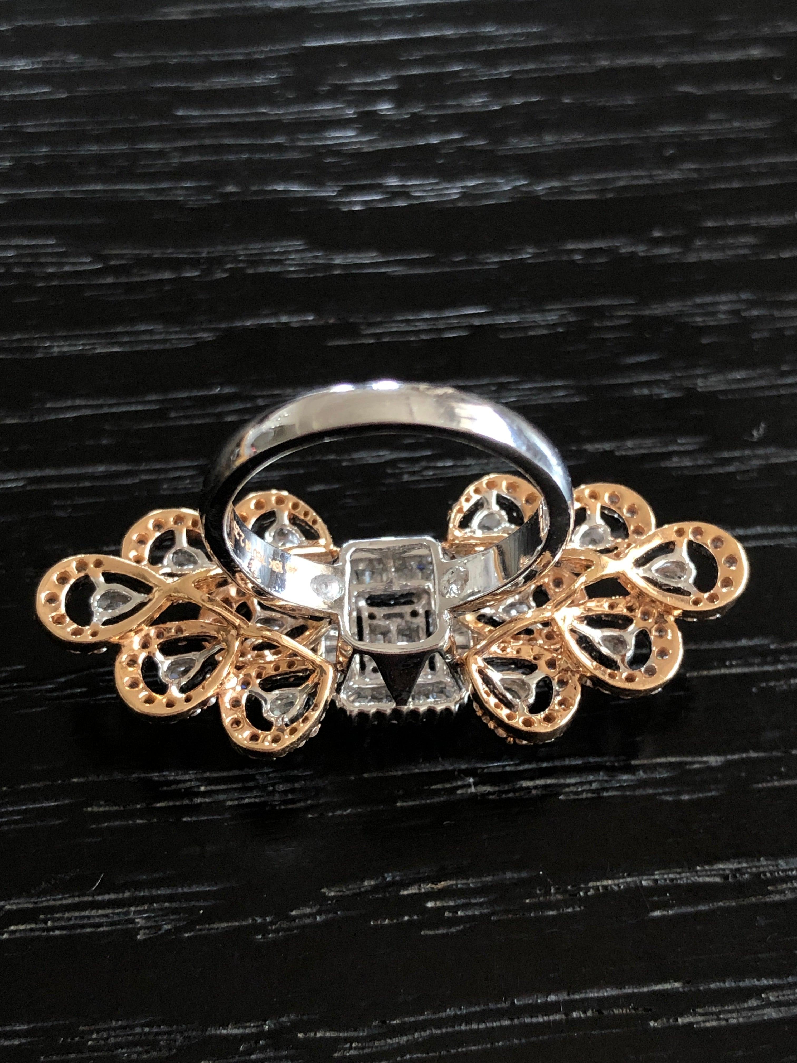 For Sale:  18 Karat Gold White Diamond Cocktail Ring 5