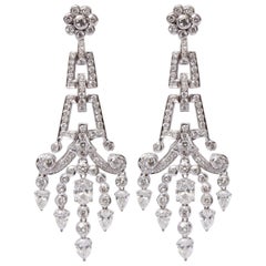 18 Karat Gold White Diamond Earrings