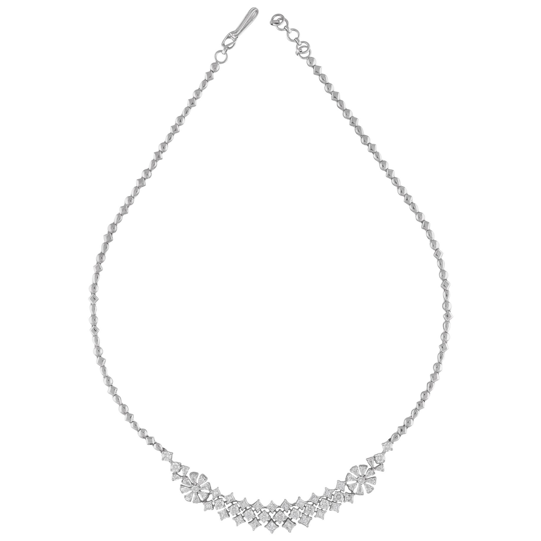 18 Karat Gold White Diamond Necklace For Sale