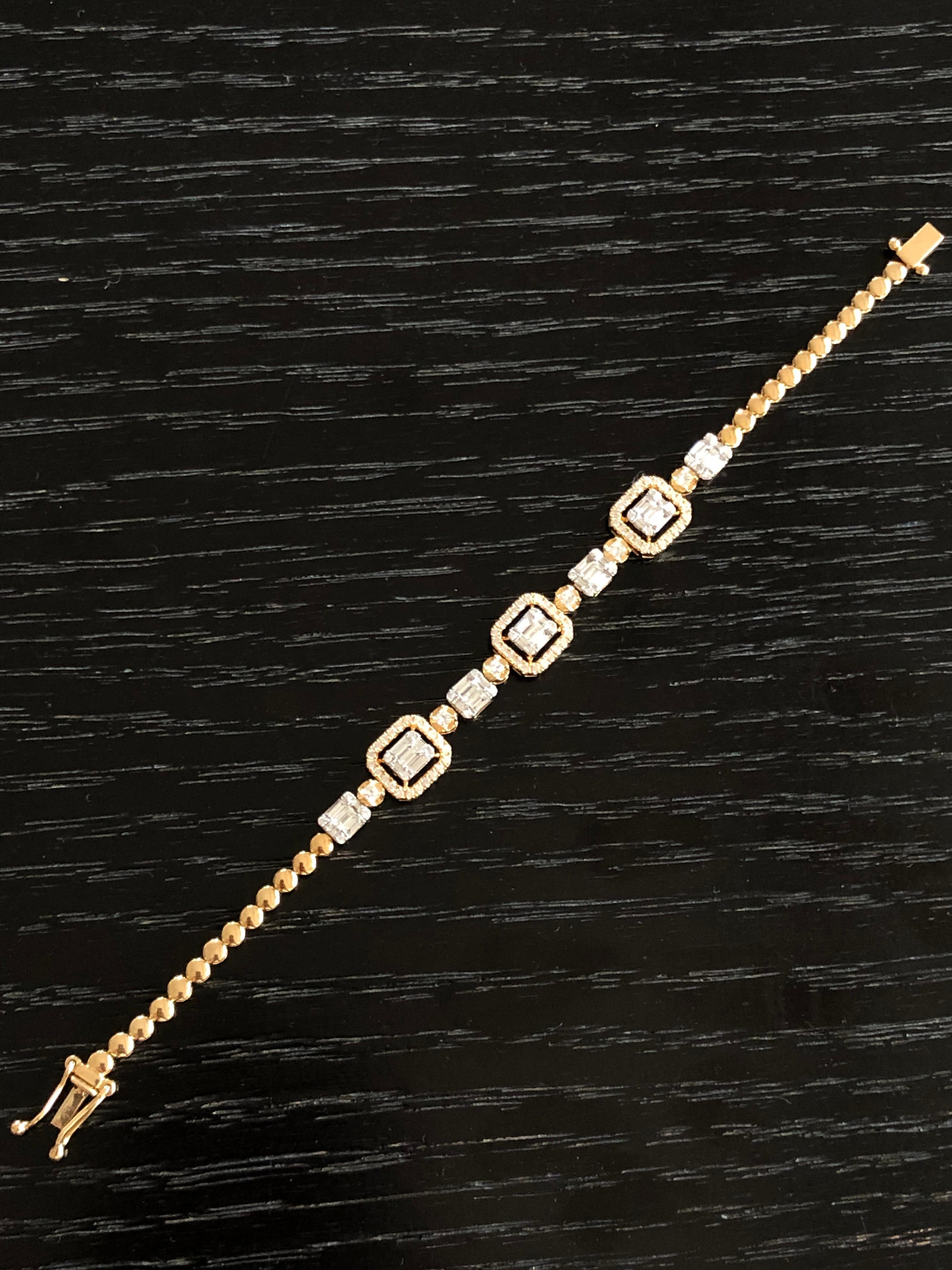 Modern 18 Karat Gold White Diamond Tennis Bracelet For Sale