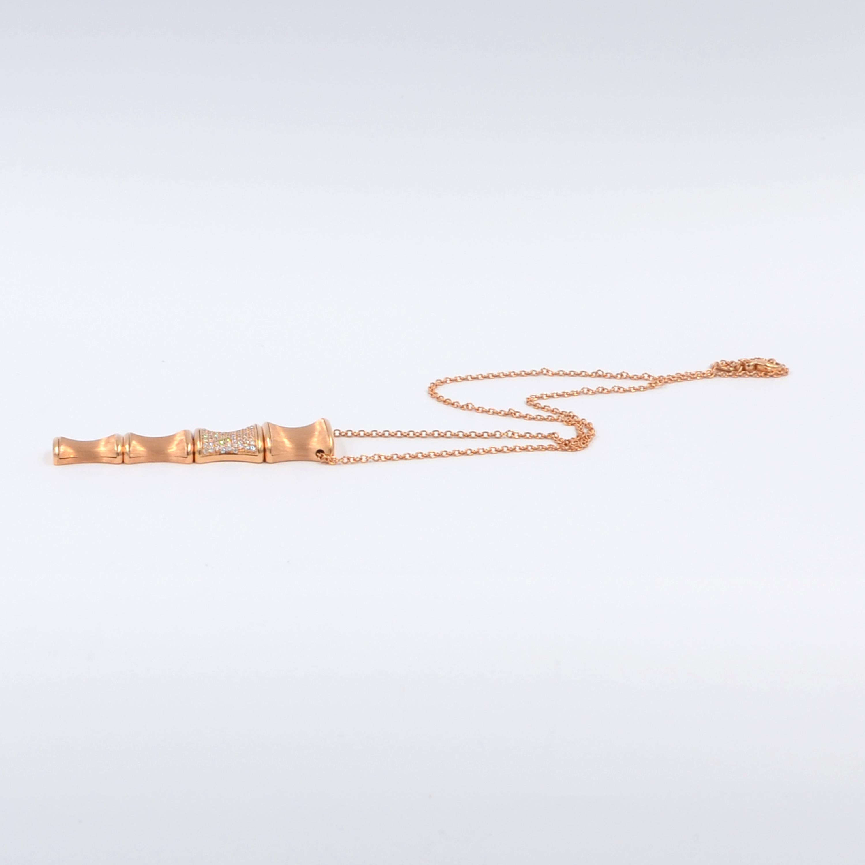 Contemporary 18 Karat Matte Gold and White Diamond Garavelli  Pendant with Chain
