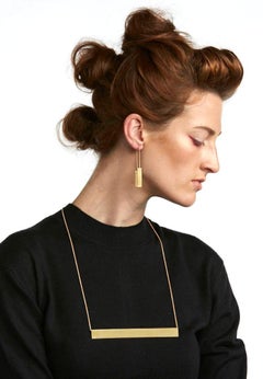 18 Karat Gold Wide Bar Statement Necklace
