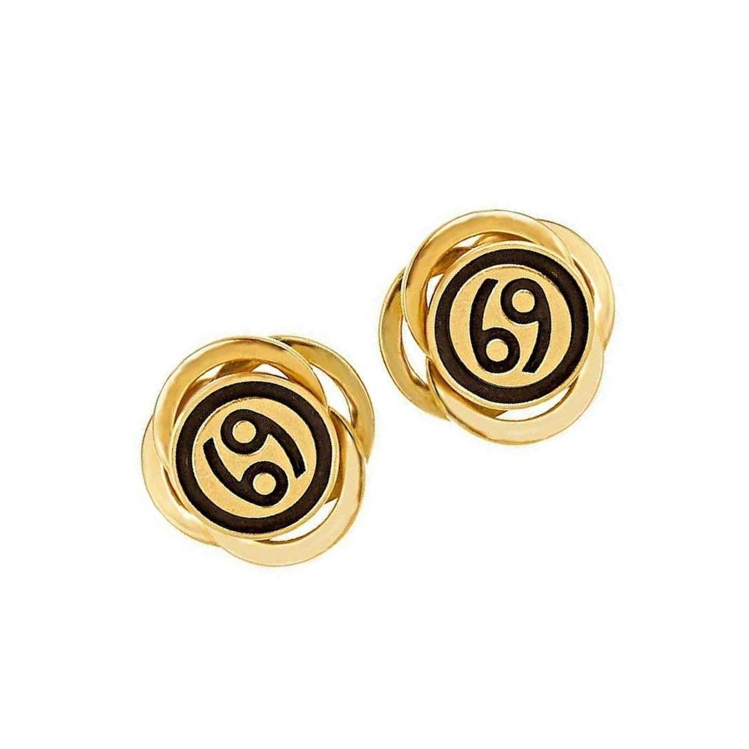 Contemporary 18 Karat Gold with Black Rhodium ZODIAC Earrings by John Landrum Bryant For Sale