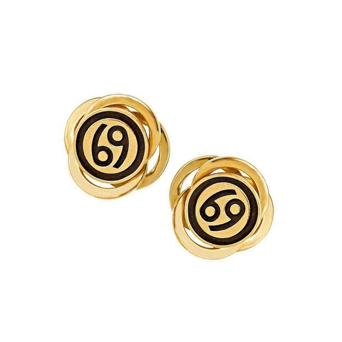 18 Karat Gold with Black Rhodium ZODIAC Earrings by John Landrum Bryant In New Condition For Sale In New York, NY