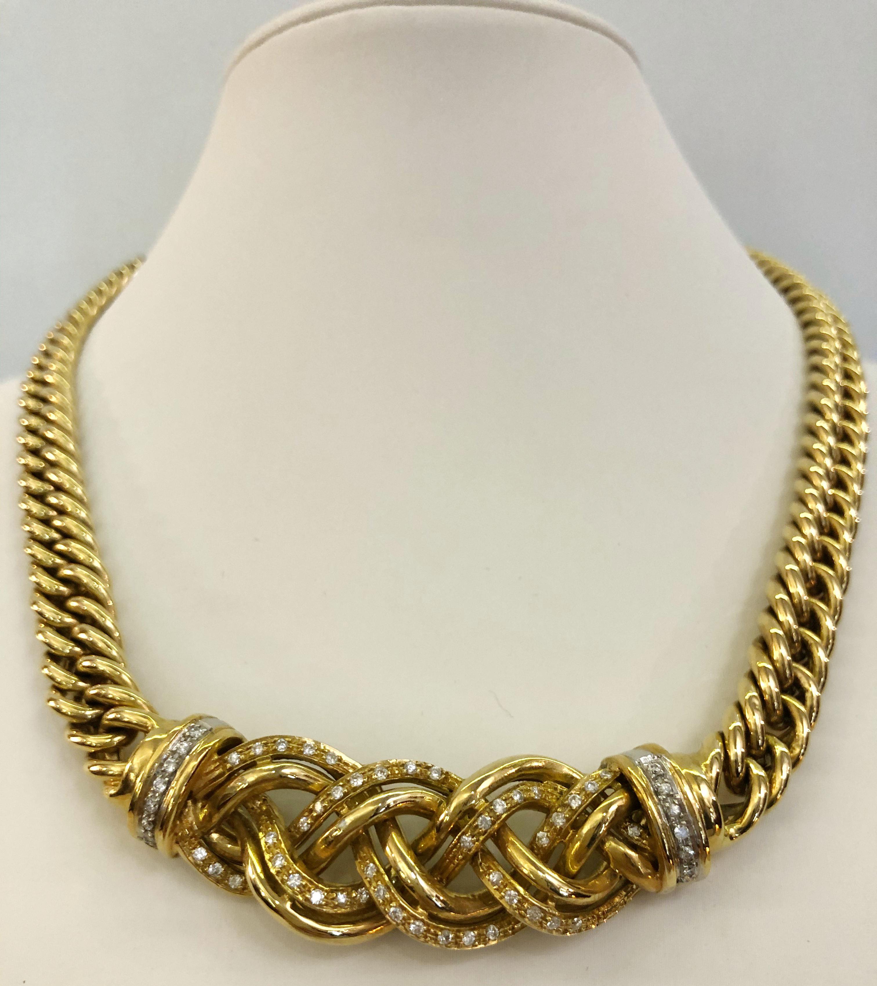 Halskette aus 18 Karat Gold mit Diamanten (Brillantschliff) im Angebot