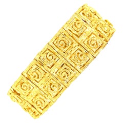 cuff shaving 18 Karat Gold Wood Shaving Motif Cuff Bracelet