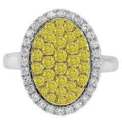 18 Karat Gold Yellow and White Diamond Sunburst Ring