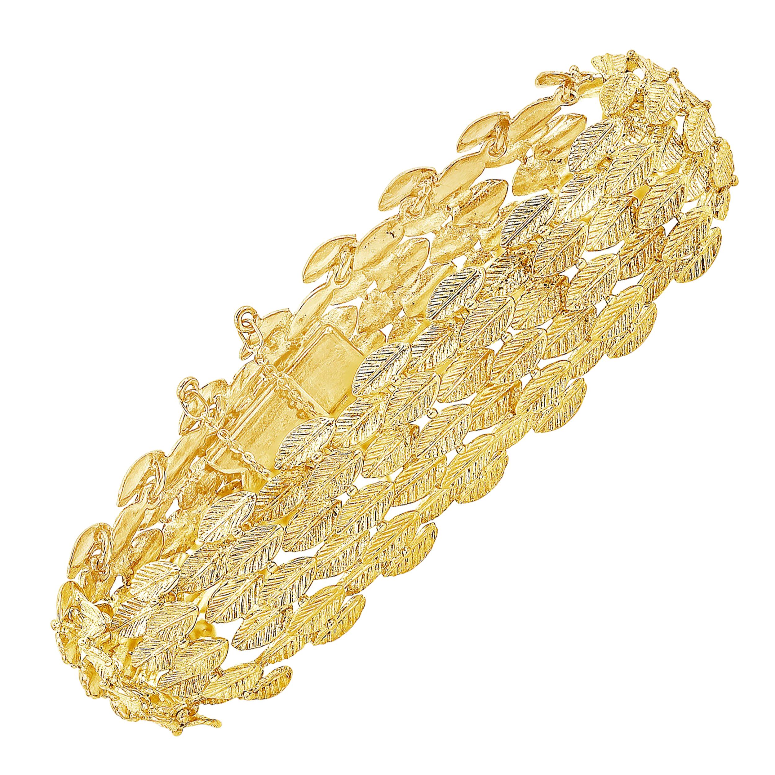 18 Karat Golden Leaf Bracelet