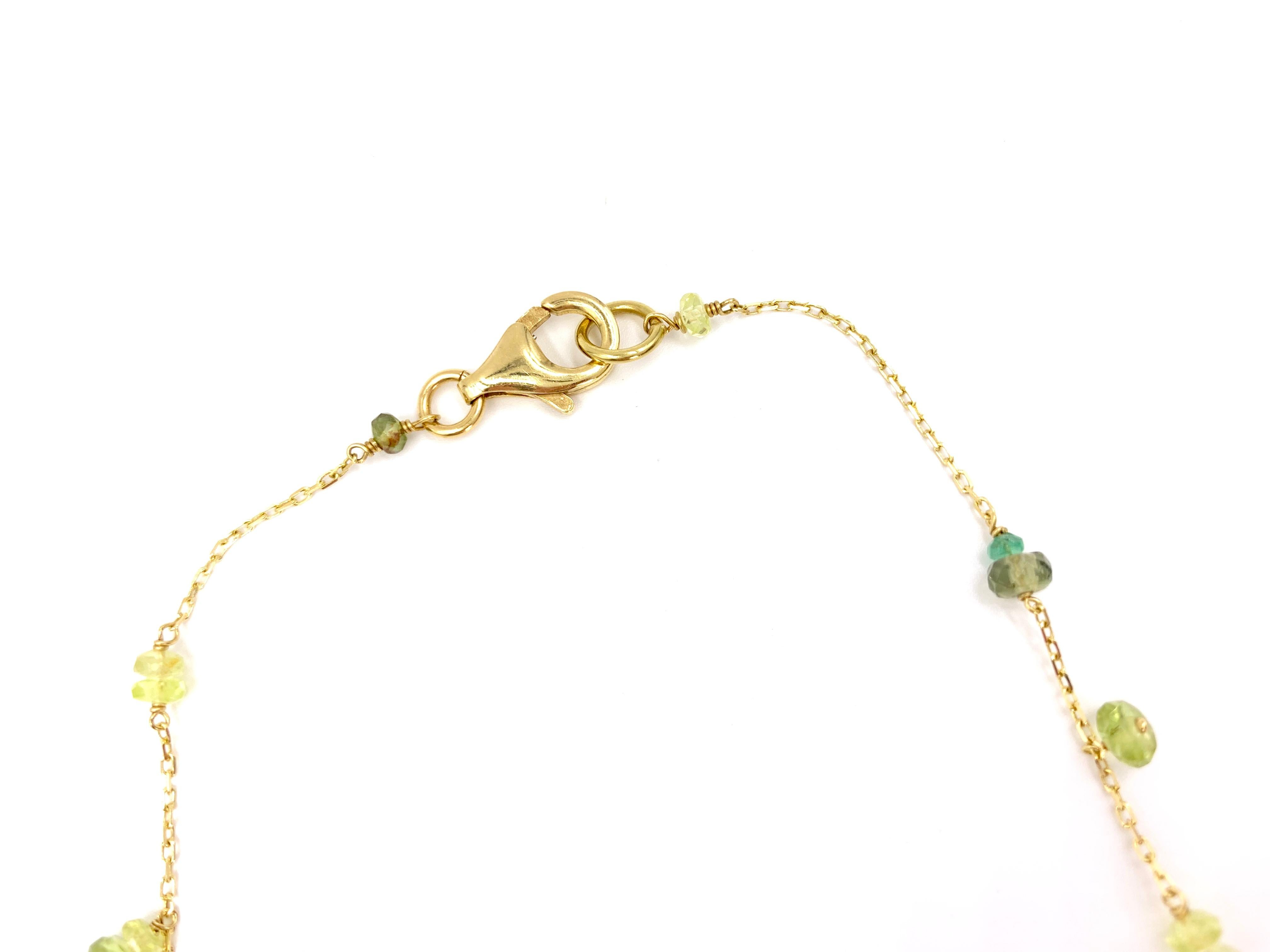 Women's 18 Karat Green Gemstone Lariat Mariani Necklace For Sale