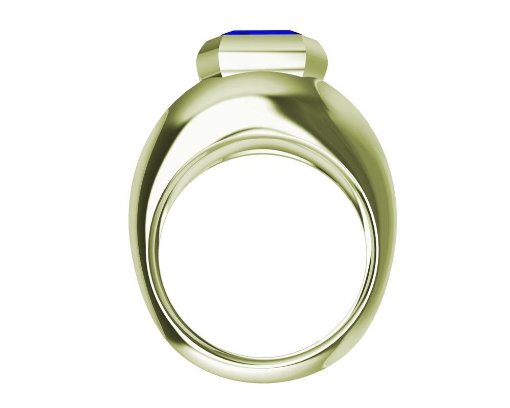 Im Angebot: 18 Karat Grüngold 2,54 Karat blauer Saphir Skulptur-Ring () 3