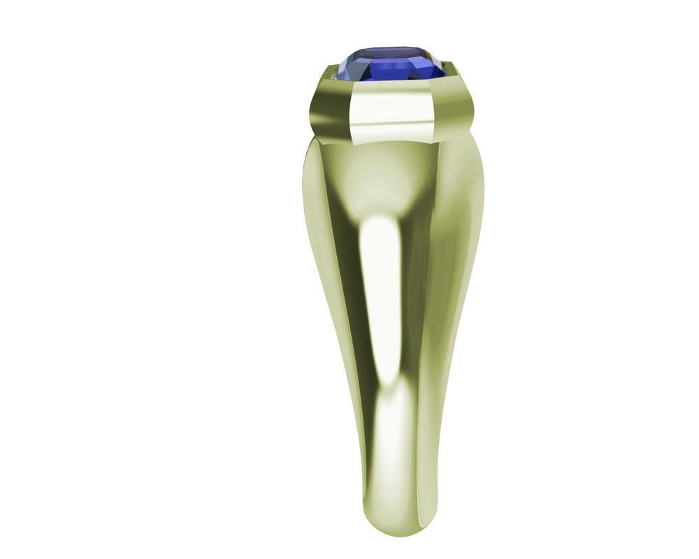 For Sale:  18 Karat Green Gold 2.54 Carat Blue Sapphire Sculpture Ring 4