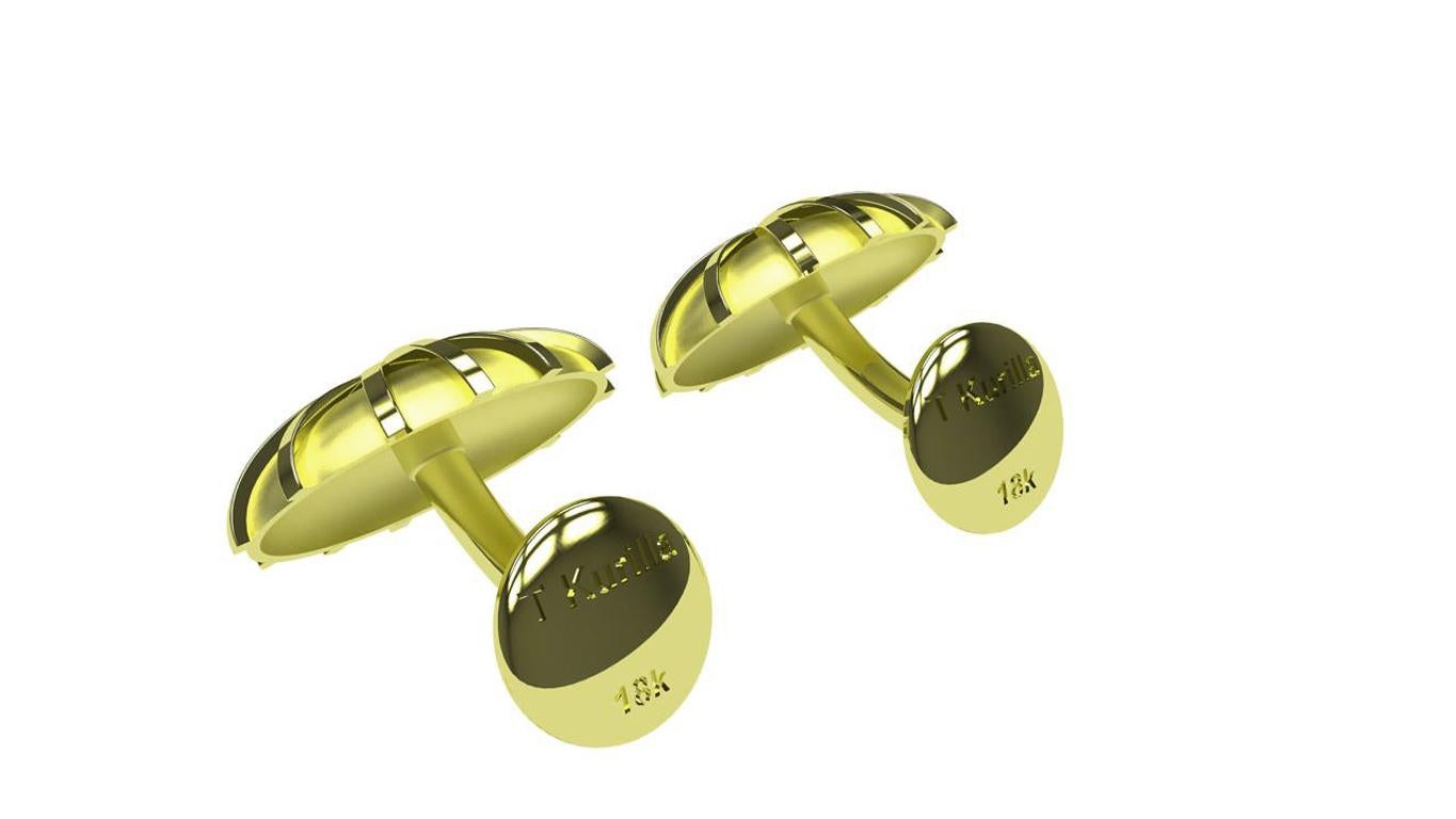 18 Karat Green Gold Compass Cufflinks In New Condition For Sale In New York, NY