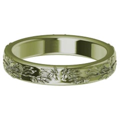 Used 18 Karat Green Gold Flower Wedding Band