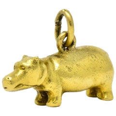 Vintage 18 Karat Green Gold Hippopotamus Charm