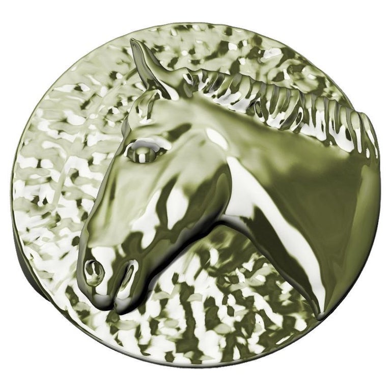 For Sale:  18 Karat Green Gold Horse Signet Ring