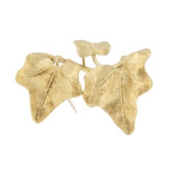 18 Karat Green Gold Ivy Vine Brooch