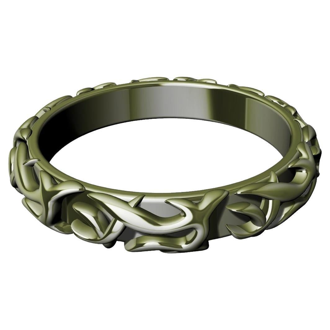 18 Karat Green Gold Organic Seaweed Wedding Band