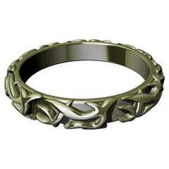 18 Karat Green Gold Organic Seaweed Wedding Band
