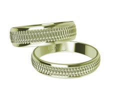 18 Karat Green Gold Polished Millgrain Wedding Bridal Set