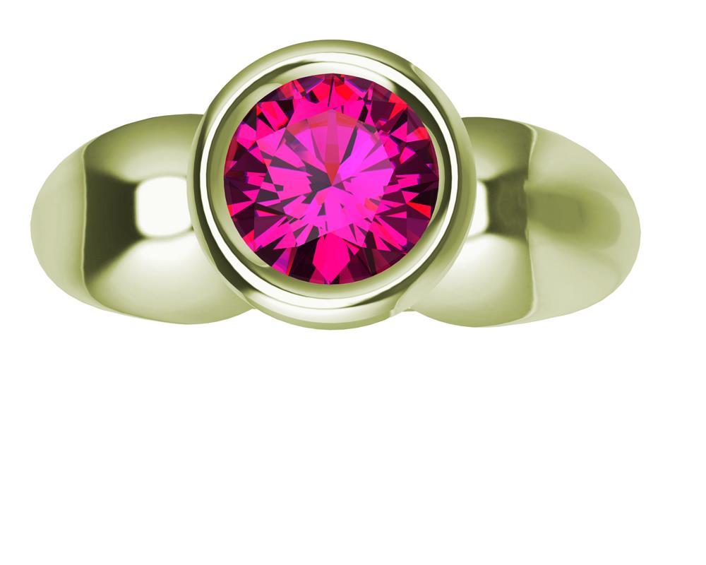 18 Karat Green Gold Round Pink Sapphire 1.09 Carat Teardrop Sculpture Ring 2