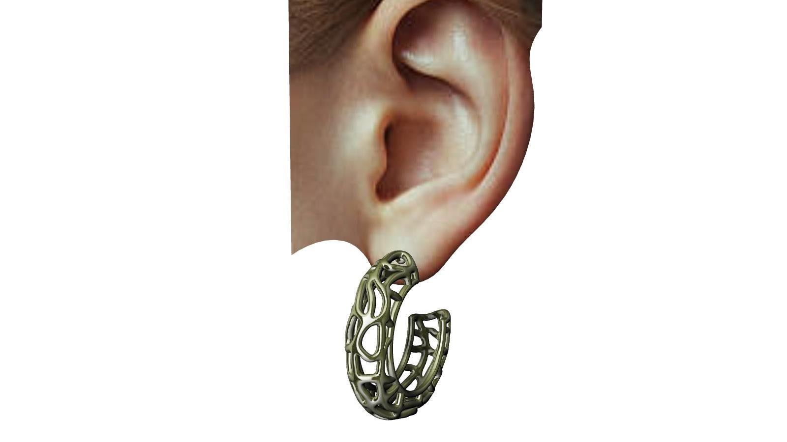 Boucles d'oreilles algues en or vert 18 carats Pour femmes en vente