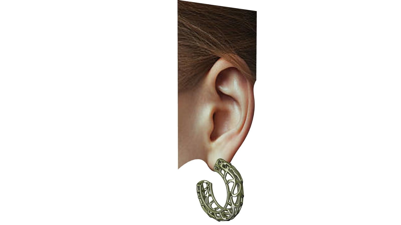 18 Karat Green Gold Seaweed Hoop Earrings For Sale 1