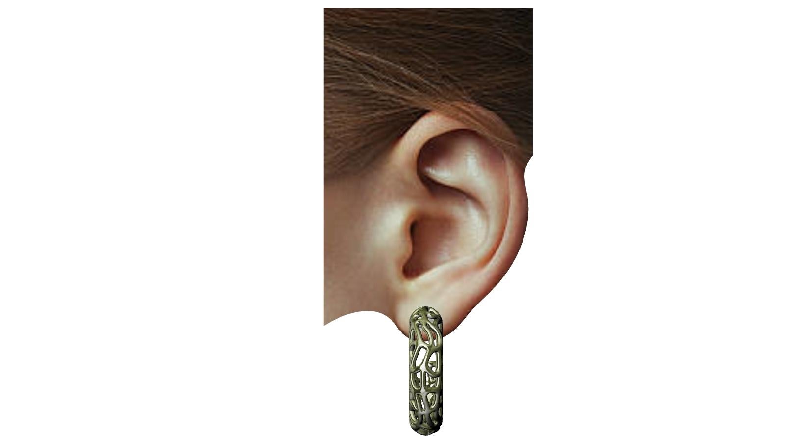 18 Karat Green Gold Seaweed Hoop Earrings For Sale 2