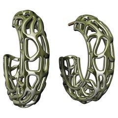 Boucles d'oreilles algues en or vert 18 carats