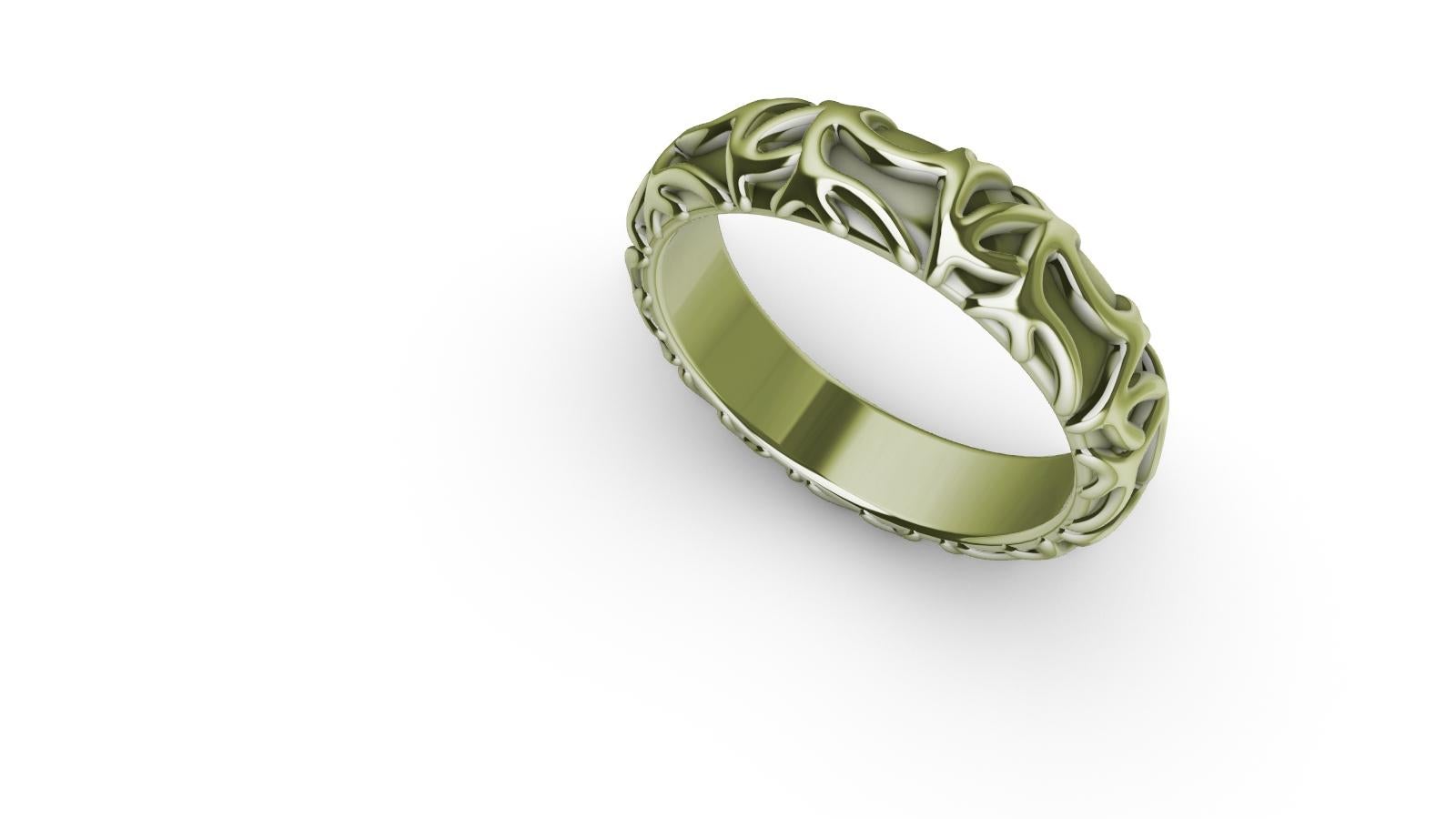 For Sale:  18 Karat Green Gold Seaweed Wedding Band 3