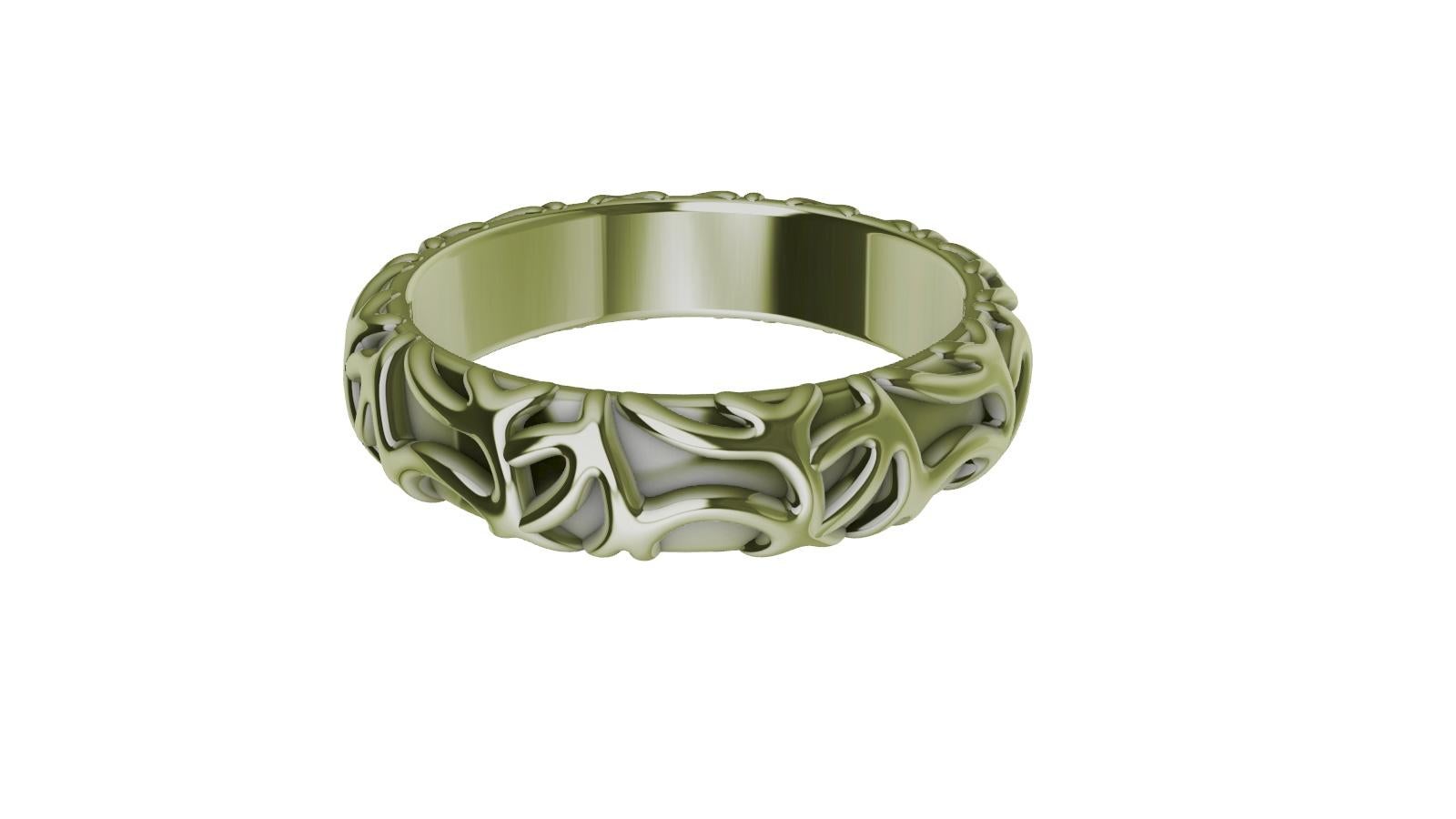 For Sale:  18 Karat Green Gold Seaweed Wedding Band 4