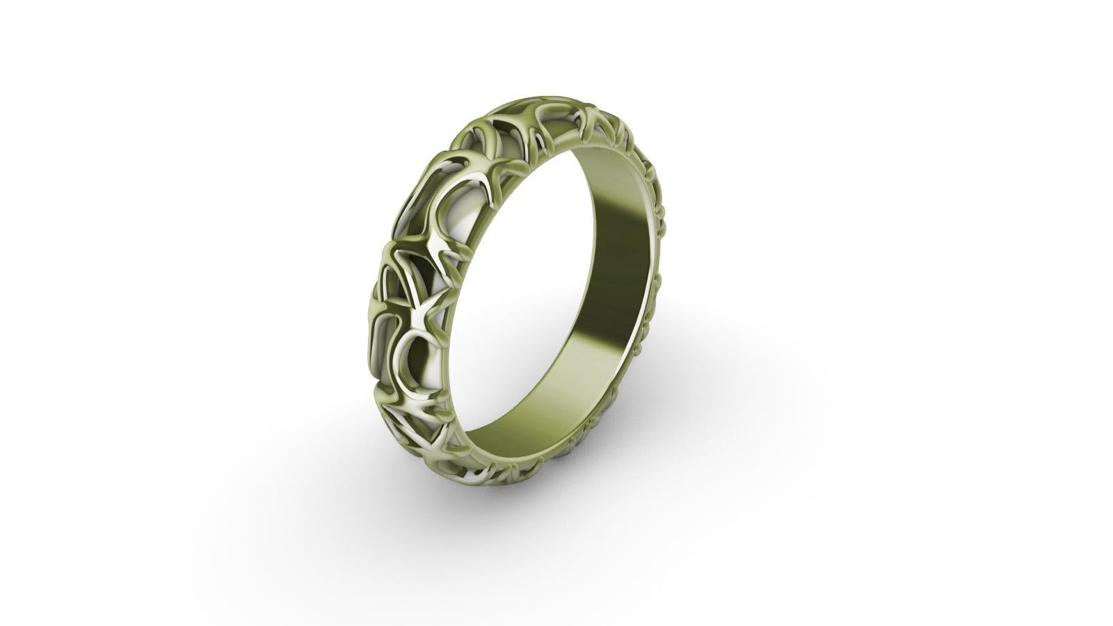 For Sale:  18 Karat Green Gold Seaweed Wedding Band 6