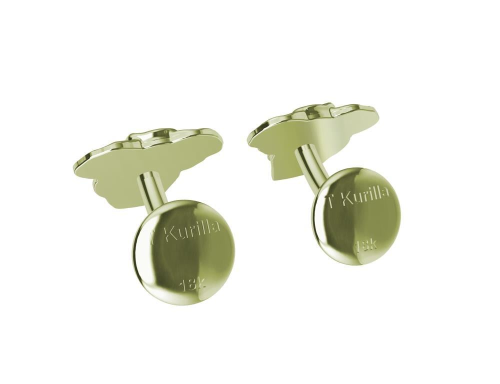 18 Karat Green Gold Two Tusk Elephant Cufflinks For Sale 3