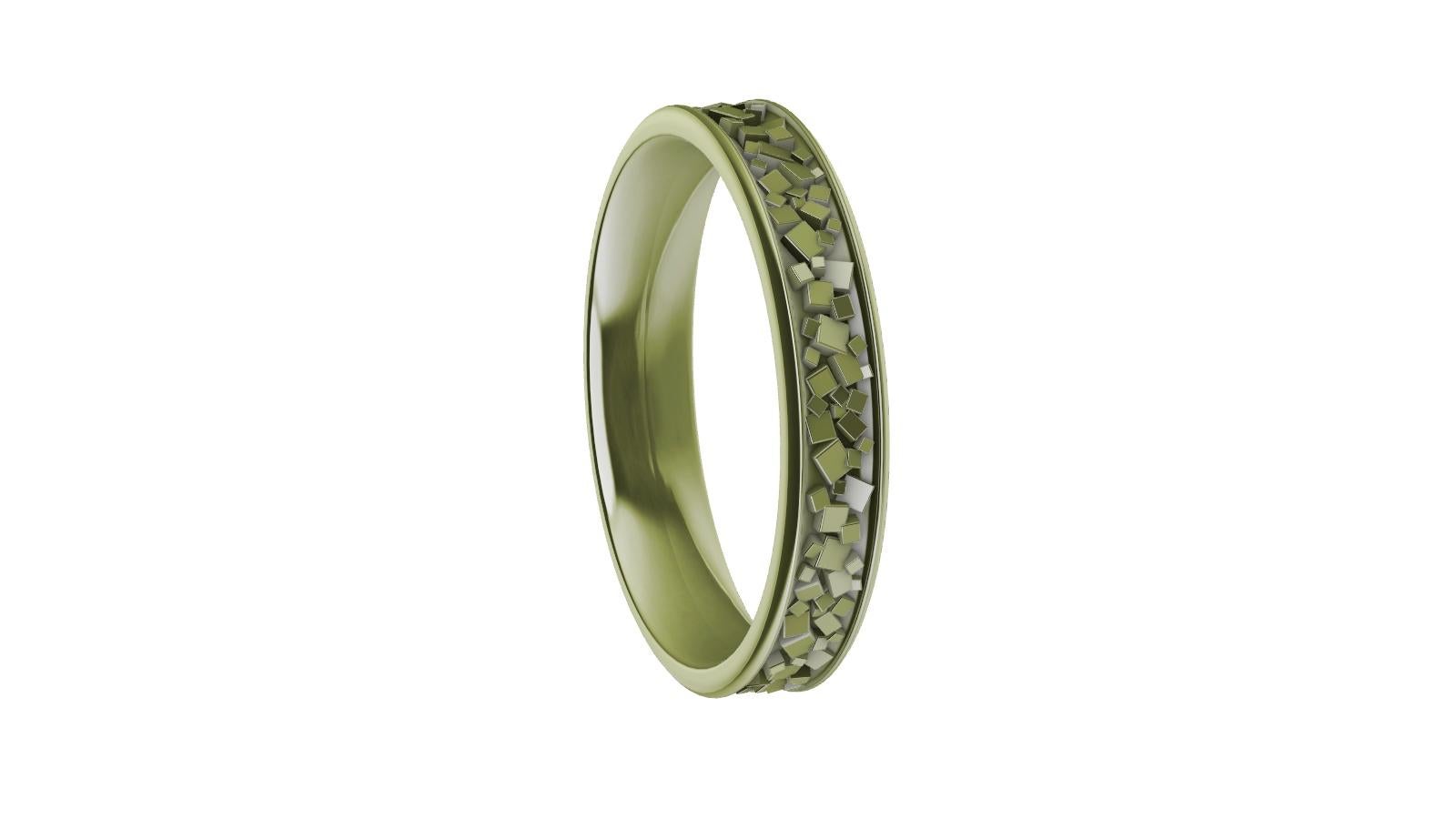 En vente :  Alliance unisexe en or vert 18 carats avec boîtes à anneaux 5