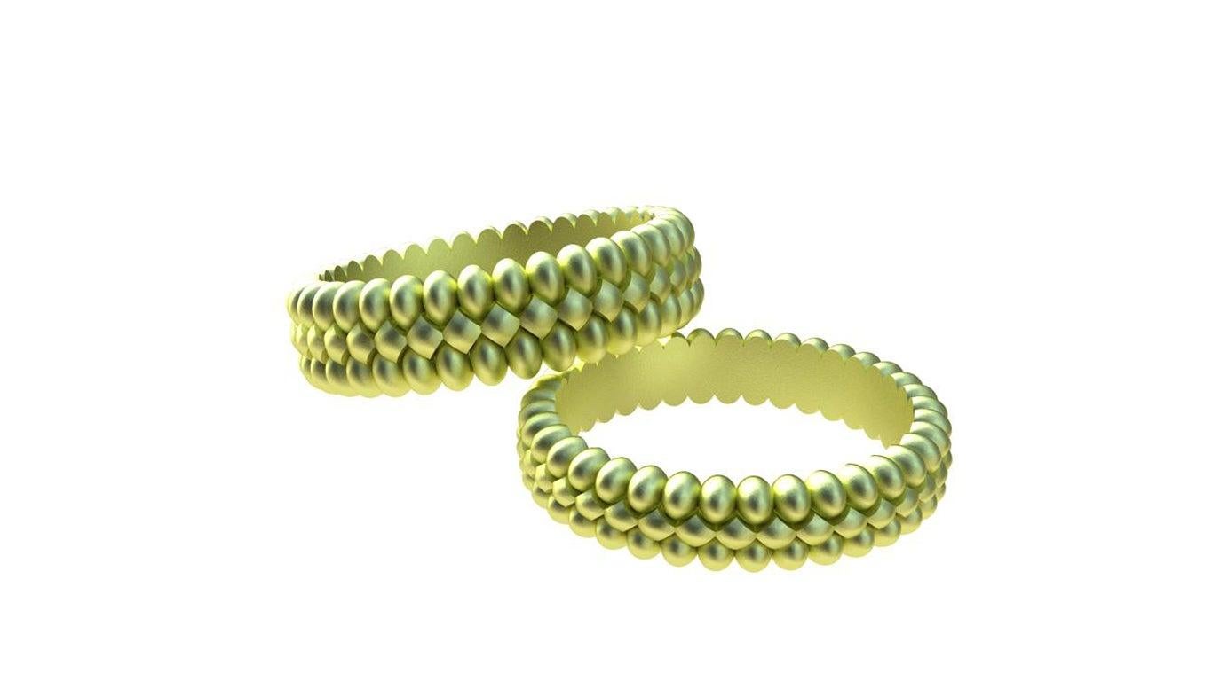 For Sale:  18 Karat Green Gold Wedding Band Set 4