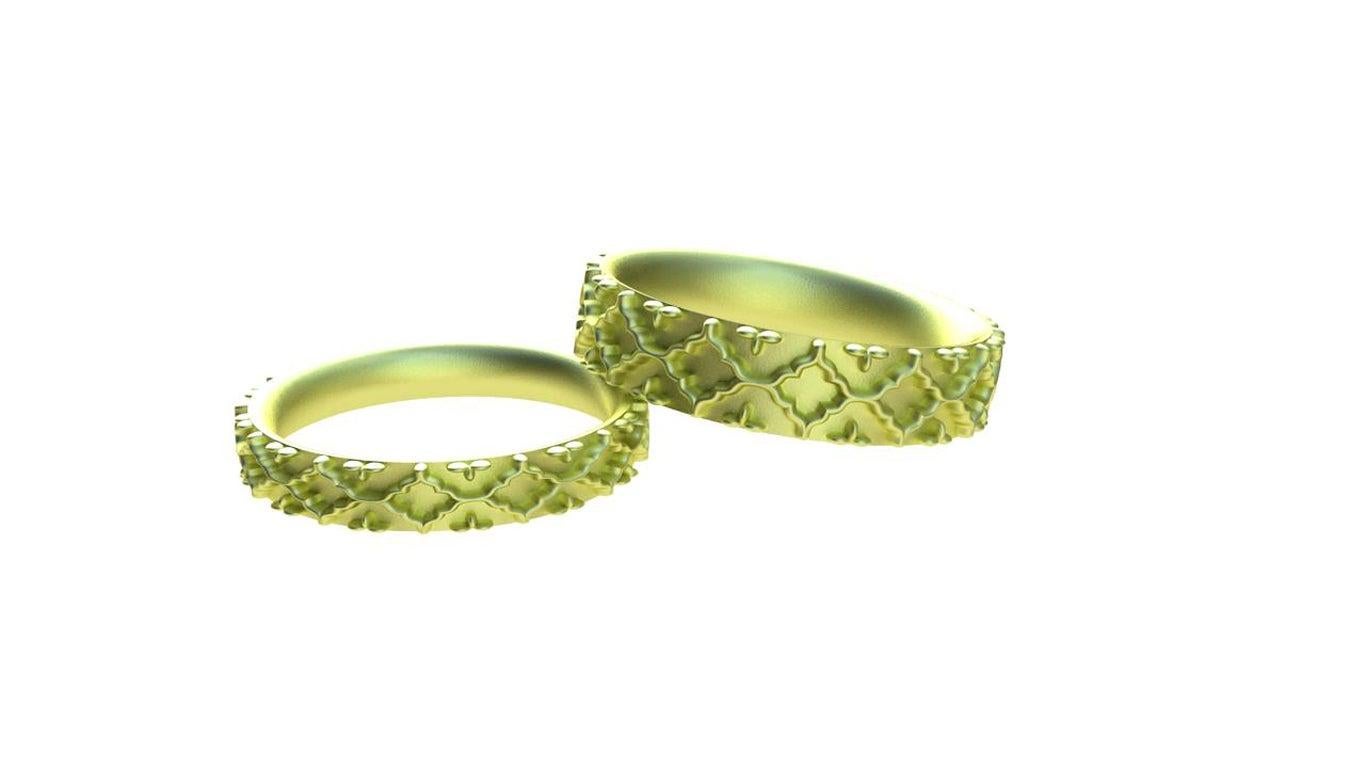 For Sale:  18 Karat Green Gold Wedding Ring Set 2