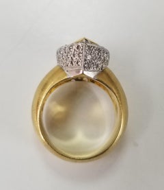 18 Karat Green Tourmaline with Diamond Pave' Halo