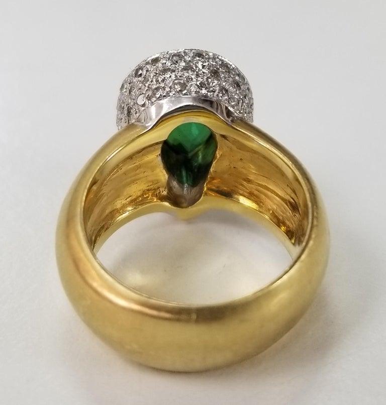 18 Karat Green Tourmaline with Diamond Pave' Halo In New Condition In Los Angeles, CA