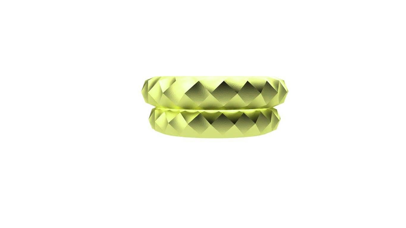 For Sale:  18 Karat Green Rhombus Mens Wedding Ring 6