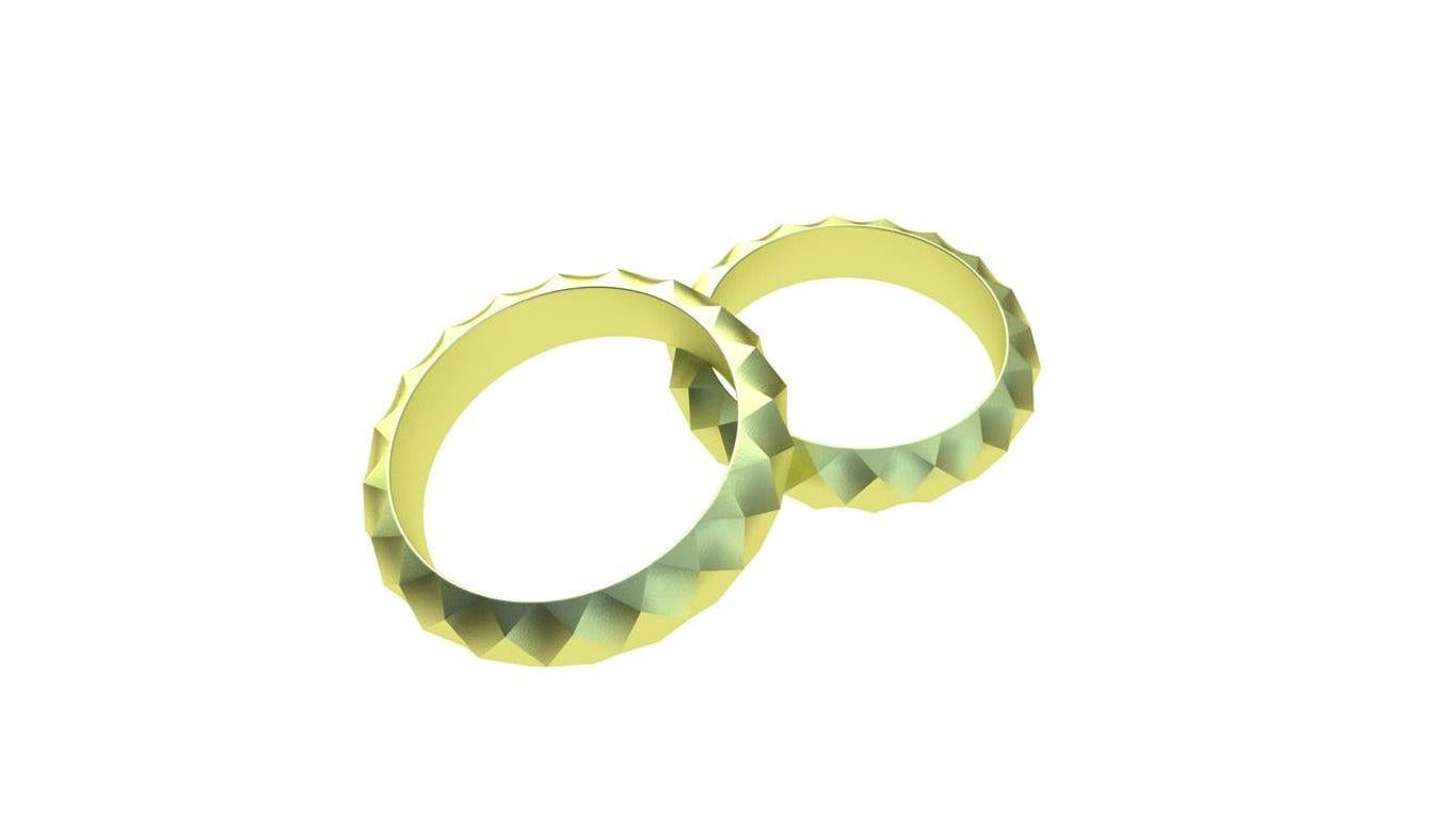 For Sale:  18 Karat Green Rhombus Mens Wedding Ring 7
