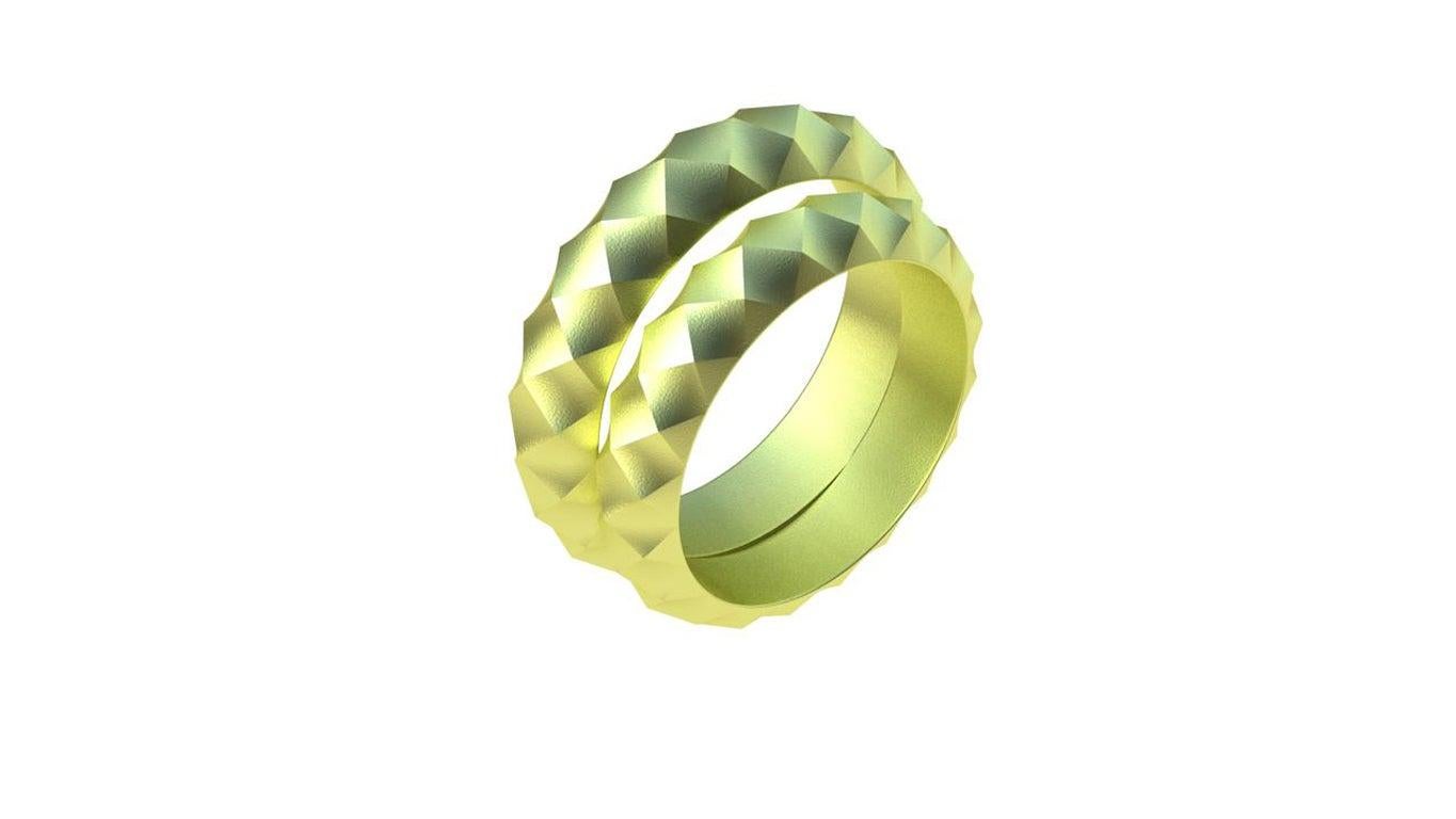 For Sale:  18 Karat Green Rhombus Mens Wedding Ring 8