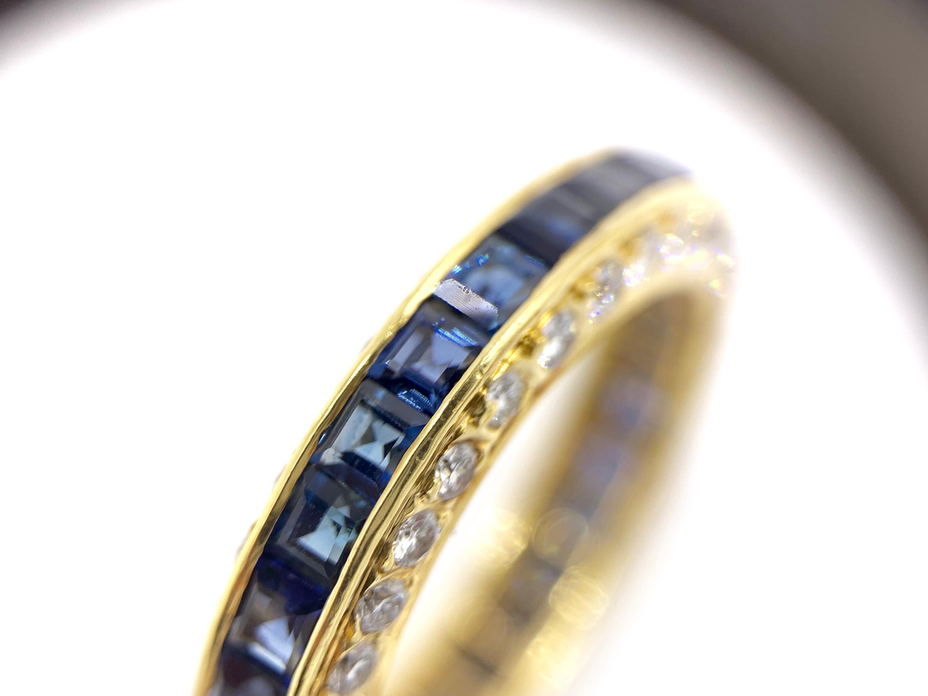 18 Karat Gumuchian Captiva Blue Sapphire and Diamond Eternity Band In Excellent Condition For Sale In Pikesville, MD
