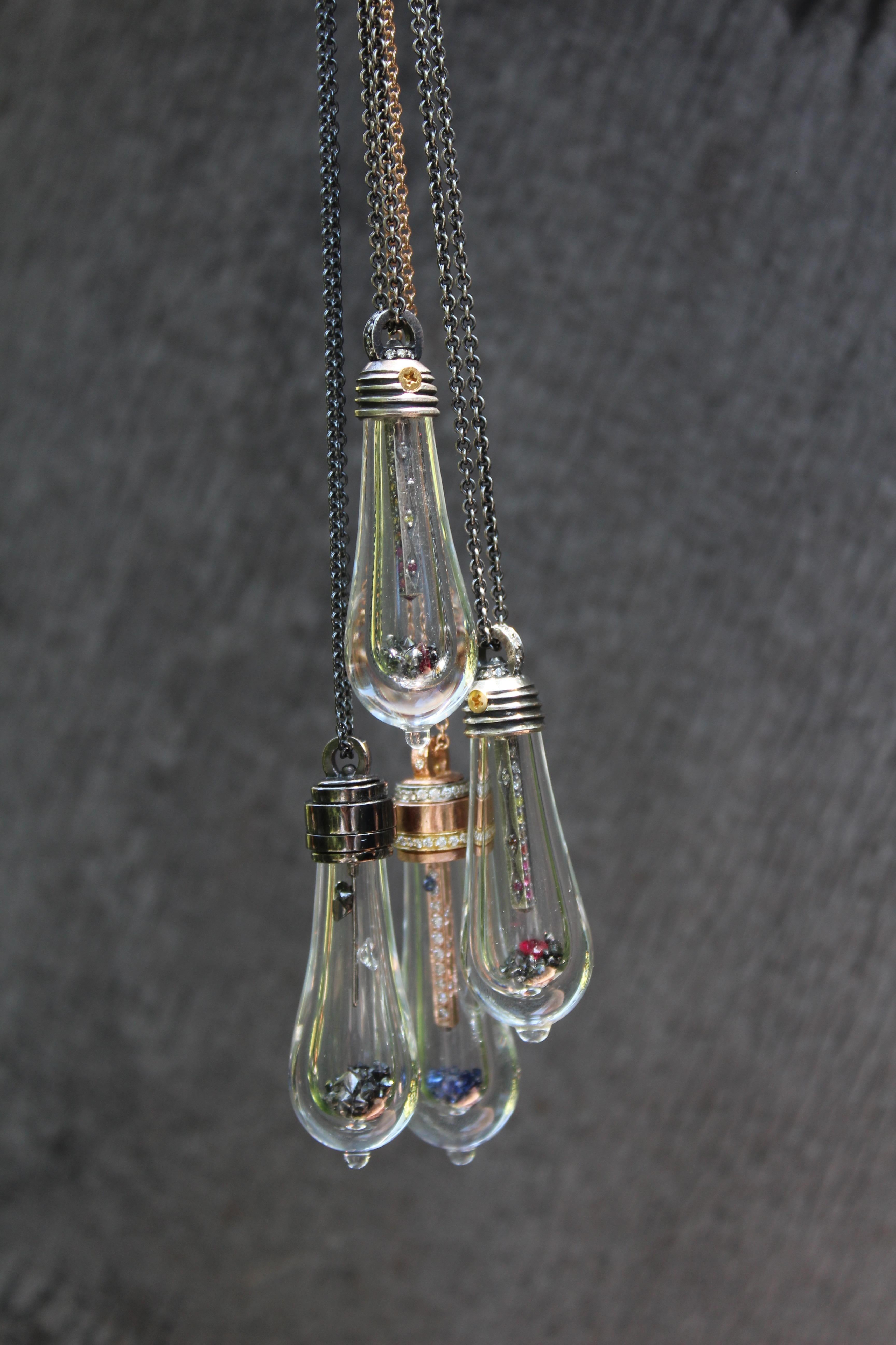 18 Karat Hand Blown Glass Large Lightkeeper Locket Necklace In New Condition For Sale In Novato, CA