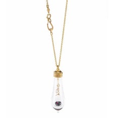 18 Karat Hand Blown Glass Large Lightkeeper Love Filament Locket Necklace