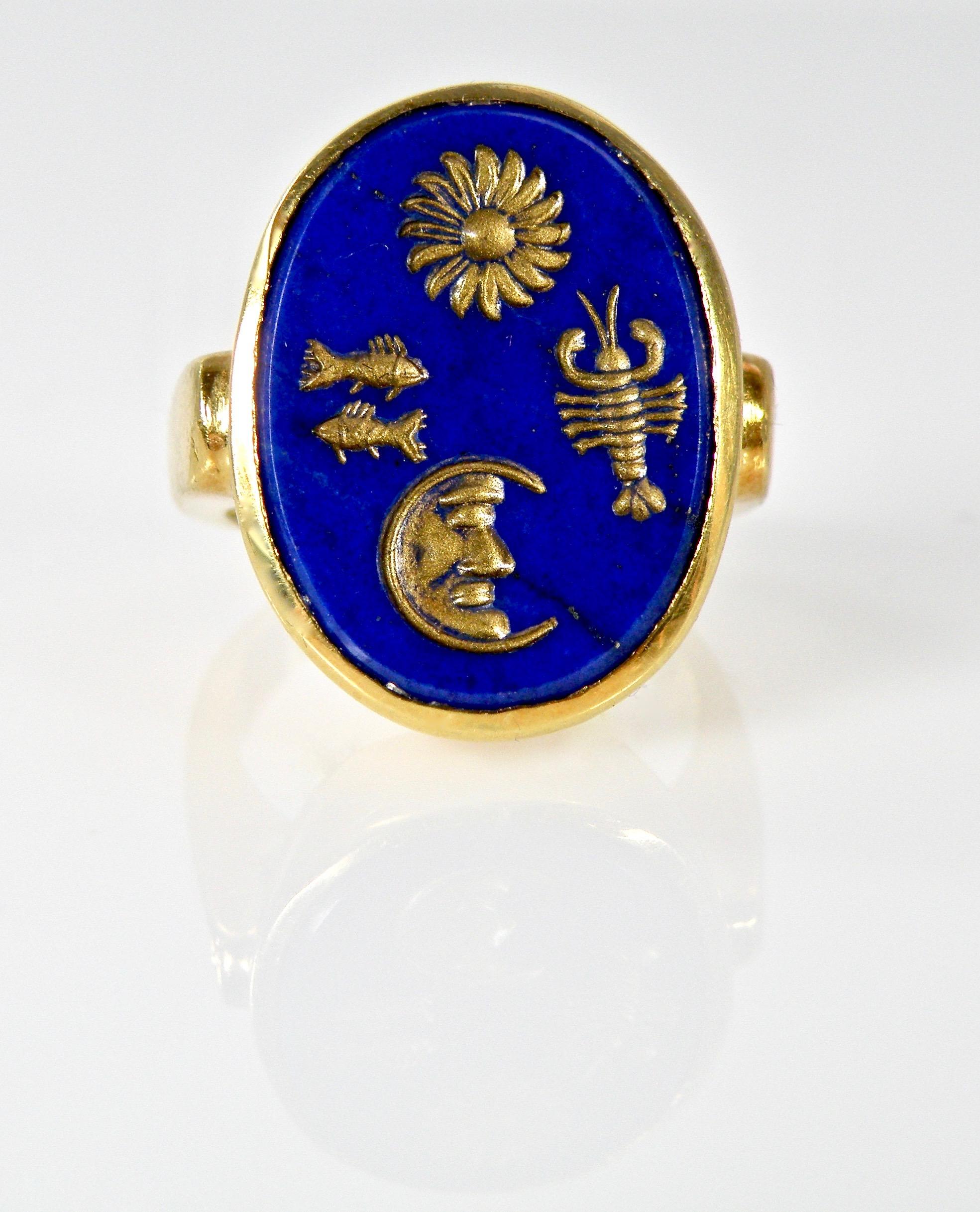 carved lapis ring