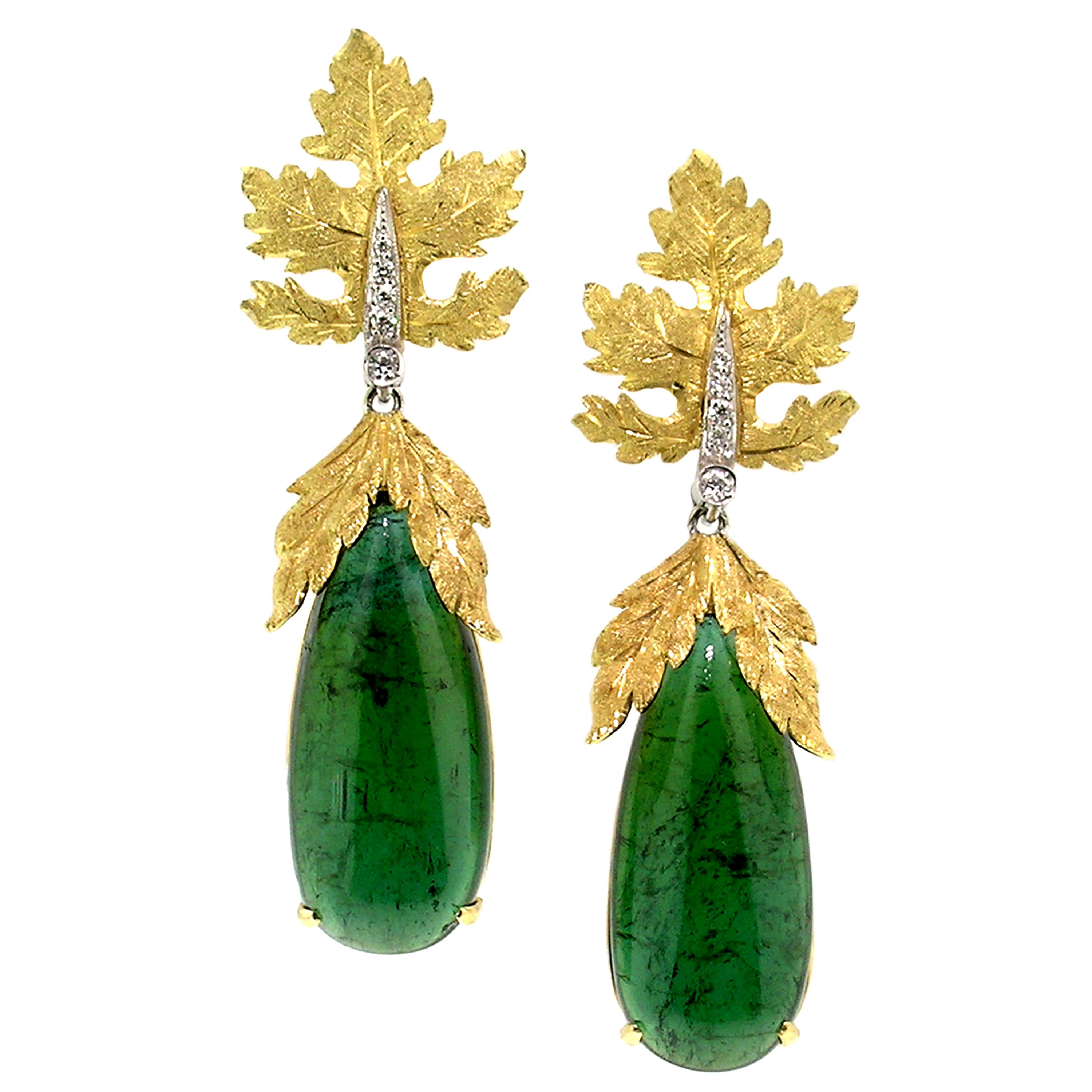 Boucles d'oreilles 35.49ct Tourmaline verte 18kt, Made in Italy by Cynthia Scott