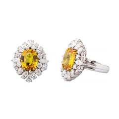 18 Karat Handcrafted Yellow Sapphire And Diamond Ring